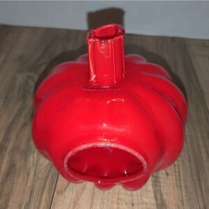 Smith & Hawken Candle Holder Solid Red Pumpkin Handmade In Poland. 6½in